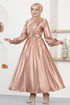 Satin Dress Salmon END5509 - Thumbnail