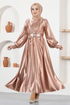 Satin Dress Salmon END5509 - Thumbnail