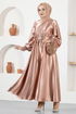 Satin Dress Salmon END5509 - Thumbnail