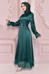 Satin Evening dress Emerald END5513 - Thumbnail