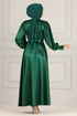 Satin Evening dress END5543 Emerald - Thumbnail