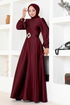 Satin Evening dress LPN54133 Burgundy - Thumbnail