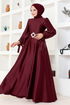 Satin Evening dress LPN54133 Burgundy - Thumbnail