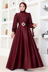 Satin Evening dress LPN54133 Burgundy - Thumbnail