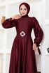 Satin Evening dress LPN54133 Burgundy - Thumbnail