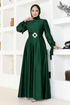 Satin Evening dress LPN54133 Emerald - Thumbnail