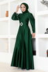 Satin Evening dress LPN54133 Emerald - Thumbnail