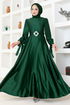 Satin Evening dress LPN54133 Emerald - Thumbnail