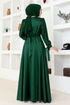 Satin Evening dress LPN54133 Emerald - Thumbnail