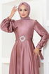 Satin Evening dress LPN54133 Rose Kurusu - Thumbnail