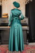 Satin Evening dress LPN6032 Emerald - Thumbnail