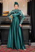 Satin Evening dress LPN6032 Emerald - Thumbnail