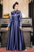 Satin Evening dress LPN6032 Navy blue - Thumbnail