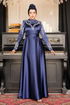 Satin Evening dress LPN6032 Navy blue - Thumbnail