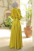 Satin Evening dress LPN6041 Oil Green - Thumbnail