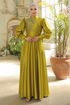 Satin Evening dress LPN6041 Oil Green - Thumbnail