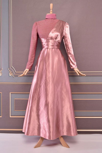 ASM - الساتان فستان سهرة مسحوق 2539 - 313635