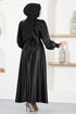 Satin Kleid Schwarz END5509 - Thumbnail