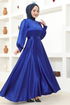 Satiné Robe de soirée FIN5543 Bleu - Thumbnail