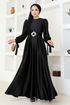 Satiné Robe de soirée LPN54133 Noir - Thumbnail