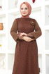 Scaly Evening dress Brown KNC12020 - Thumbnail