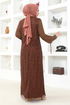 Scaly Evening dress Brown KNC12020 - Thumbnail