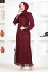 Scaly Evening dress Burgundy ASM12020 - Thumbnail