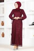 Scaly Evening dress Burgundy ASM12020 - Thumbnail