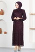 Scaly Evening dress Damson ASM12020 - Thumbnail