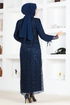 Scaly Evening dress Navy blue ASM12020 - Thumbnail