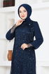 Scaly Evening dress Navy blue ASM12020 - Thumbnail