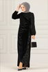 Scaly Velvet Evening dress ASM2638 Black - Thumbnail