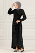 Scaly Velvet Evening dress ASM2638 Black - Thumbnail