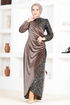 Scaly Velvet Evening dress ASM2638 Brown - Thumbnail