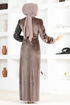 Scaly Velvet Evening dress ASM2638 Brown - Thumbnail