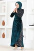 Scaly Velvet Evening dress ASM2638 Emerald - Thumbnail