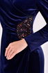 Scaly Velvet Evening dress Navy blue ASM2627 - Thumbnail