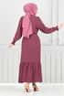 Schlagzeile Reifen Aerobin Kleid 401ART1044-M Dunkel Rose Kurusu - Thumbnail