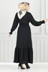 Schlagzeile Reifen Aerobin Kleid 401ART1044-M Schwarz - Thumbnail