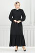 Schlagzeile Reifen Aerobin Kleid 401ART1044-M Schwarz - Thumbnail