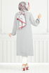 Schlagzeile Reifen Cardigan Kap 001MR1077-M Grau - Thumbnail