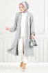 Schlagzeile Reifen Cardigan Kap 001MR1077-M Grau - Thumbnail