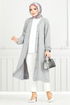 Schlagzeile Reifen Cardigan Kap 001MR1077-M Grau - Thumbnail