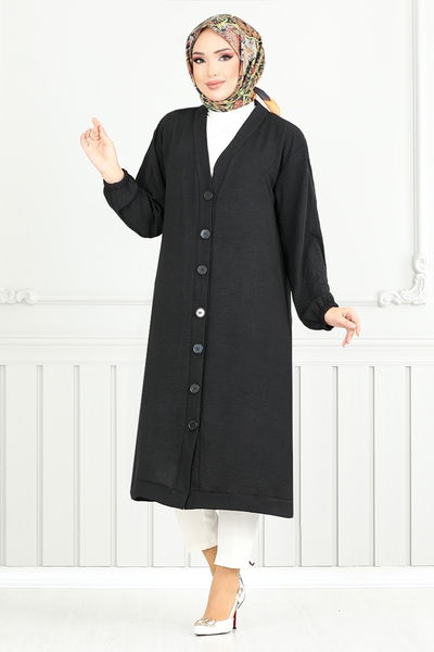 MRV M.R. - Schlagzeile Reifen Cardigan Kap 001MR1077-M Schwarz