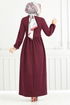 Schlagzeile Reifen Hijab Kleid 22034UKB929-M Bordeaux - Thumbnail