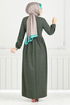 Schlagzeile Reifen Hijab Kleid 22034UKB929-M Khaki - Thumbnail