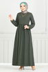 Schlagzeile Reifen Hijab Kleid 22034UKB929-M Khaki - Thumbnail