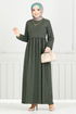 Schlagzeile Reifen Hijab Kleid 22034UKB929-M Khaki - Thumbnail