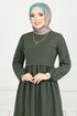 Schlagzeile Reifen Hijab Kleid 22034UKB929-M Khaki - Thumbnail