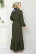 Schlagzeile Reifen Hijab Kleid 285DVL817-M Khaki - Thumbnail